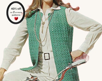 RETIRING-SOON*  Crochet Vest Pattern • Summer Layering Top • Vintage  Lightweight Waistcoat Women PDF