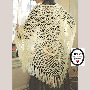 RETIRING-SOON=  Lacy Triangle Shawl Crochet Pattern • Vintage Lace Wrap • Lightweight Boho Design PDF