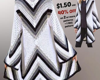 Granny Square Hooded Coat Crochet Pattern PDF – Easy Festival Jacket, Handmade Cozy Crochet Outerwear - 892