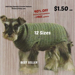 172 12 Sizes EASY Dog Sweater Crochet Pattern, Crochet dog sweater pattern, Beginner-friendly dog sweater crochet, crochet dog coat