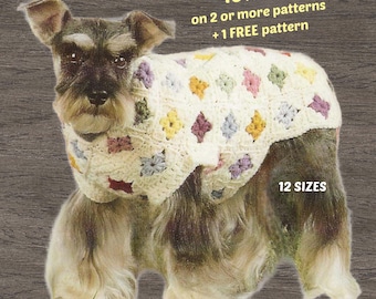 Granny Square Dog Sweater Crochet Pattern: 12 Sizes (PDF Download)