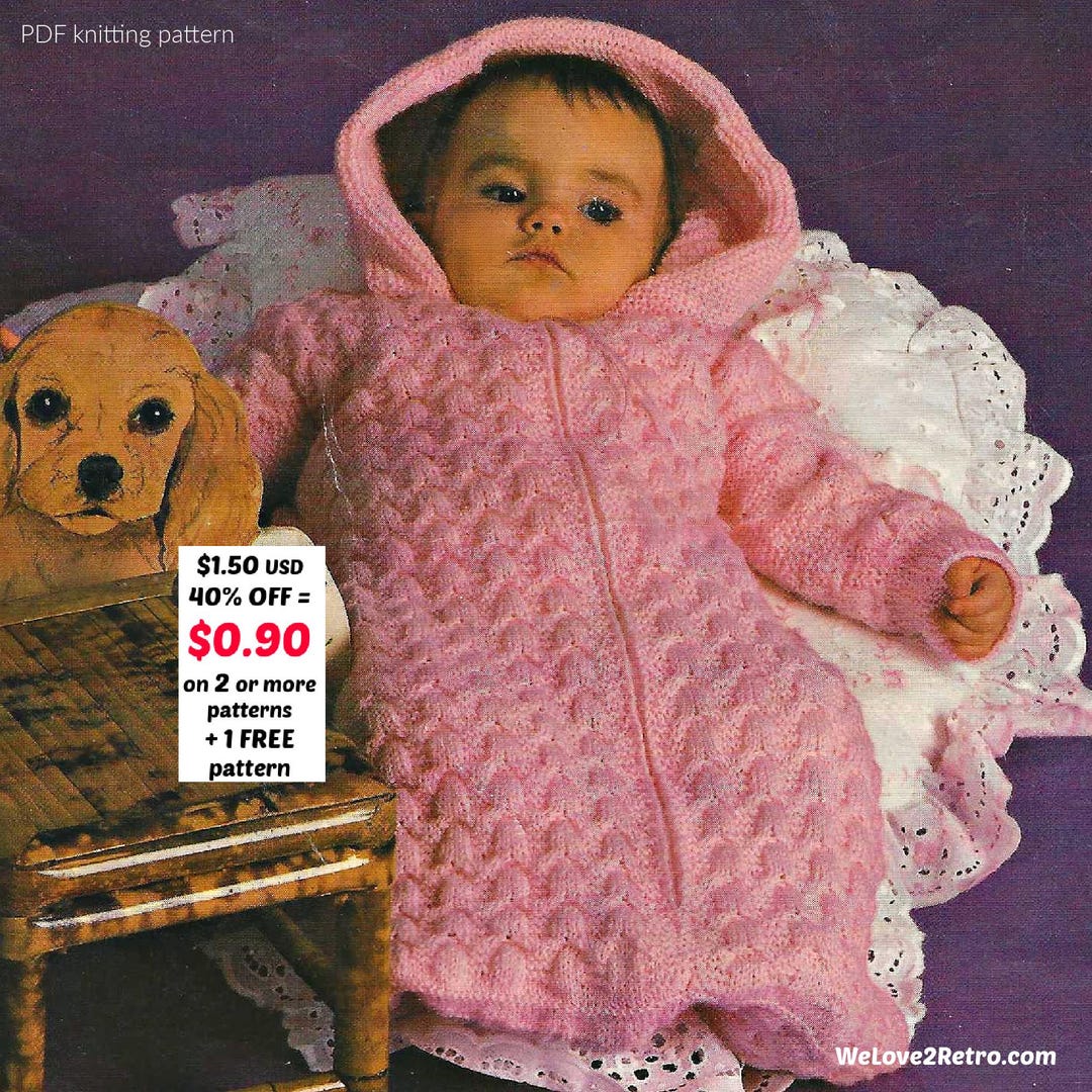 Vintage Baby Cocoon Knitting Pattern • Newborn Sleep Sack Swaddle ...