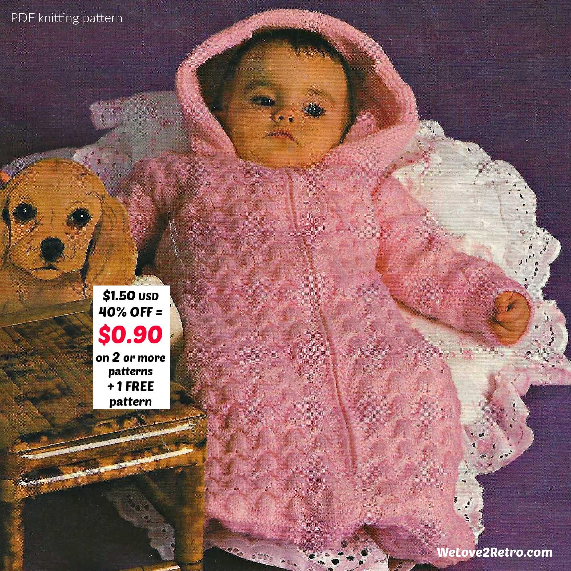 Vintage Baby Cocoon Knitting Pattern • Newborn Sleep Sack Swaddle ...