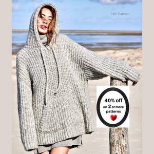 RETIRING-SOON=  Chunky Hooded Pullover Knitting Pattern PDF • Slouchy Sweater • Cozy Winter Tunic Retro