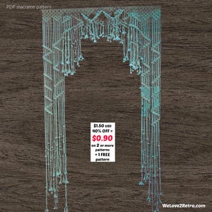 RETIREMENT-SALE***  Macrame Curtain Pattern PDF – Easy Boho Doorway Divider, Vintage Wall Hanging