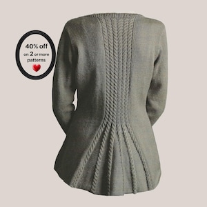 RETIREMENT-SALE*  Vintage Knit Jacket Pattern PDF • Women’s Cable Coatigan • Long Fall Cardigan Knitting