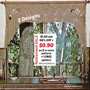 OFERTA DE JUBILACIÓN*** Patrón de cortina de macramé bohemio - Tutorial fácil de cenefa vintage, decoración de ventanas en PDF
