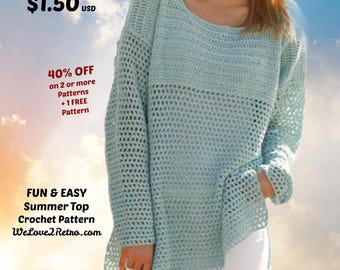 Crochet Sun Top Pattern PDF – Easy Cotton Summer Tank for Women – Boho Beachwear, Vintage Style & Plus Size Friendly – Instant Download- 791