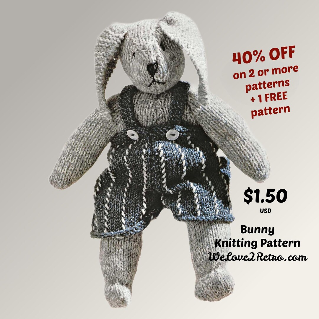 Bunny Knitting Pattern PDF – Easy Knit Bunny, Toy Bunny Pattern ...