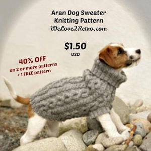 Dog Sweater Knitting Pattern PDF – Easy Cable & Aran Jumper for Beginners, Chunky Pet Coat, Small Dog Vintage Irish Knit DIY Project - 865