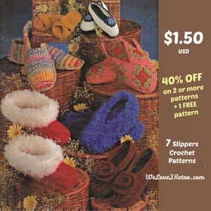 7 Slippers Crochet Patterns: Kids & Women Sizes (PDF Pattern Download)