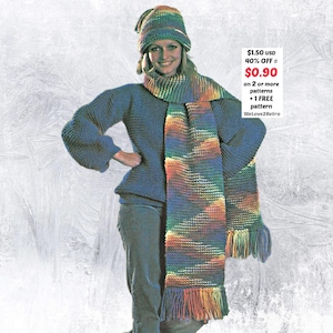 RETIREMENT-SALE***  Easy Knit Hat & Scarf Pattern PDF – Cozy Wool Winter Set for Beginners