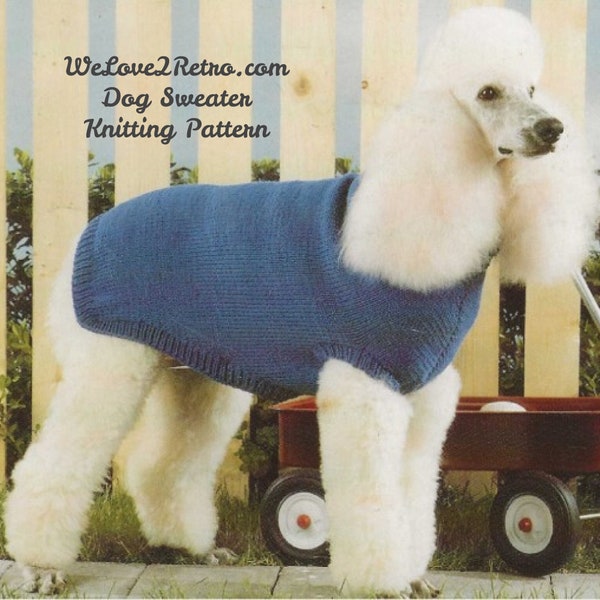 229 Vintage Poodle Sweater Knitting Pattern, Easy Dog Coat Knitting Pattern, Pet Sweater Knitting Pattern, Pet Coat Knitting Pattern.