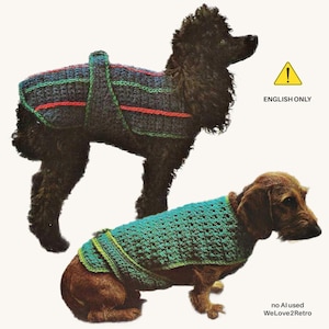 RETIREMENT-SALE*   Crochet Dog Sweater Pattern - Pet Coat Small Dog Winter Cozy Jumper PDF Design