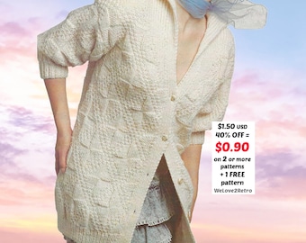 Boho Knit Jacket Pattern PDF • Women’s Cardigan • Vintage Sweater Knitting