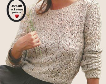 PENSIONERING SNART* Stickmönster för sommartröja i spets i PDF-format • Lätt vintage boho stickad topp för kvinnor