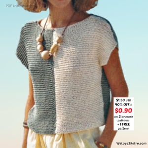 Patrón de tejido de top de algodón (PDF) - Camiseta de punto ligera, sin mangas y fácil de usar para verano