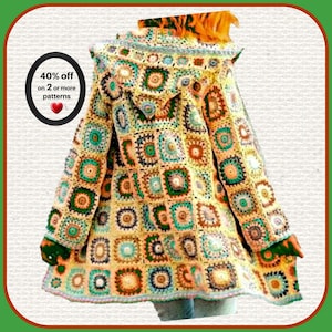 RETIREMENT-SALE*  Crochet Hooded Coat Pattern - Jacket Vintage Hoodie Cardigan Women Crochet PDF