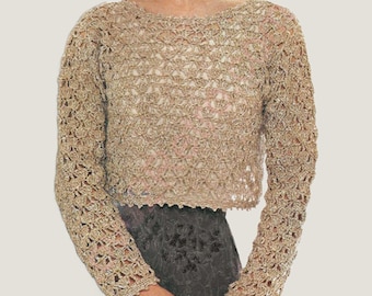 RETIREMENT-SALE*  Lace Crochet Blouse Pattern • Vintage Openwork Summer Top • Easy Boho Pullover PDF
