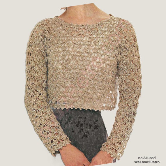 RETIREMENT-SALE*  Lace Crochet Blouse Pattern • Vintage Openwork Summer Top • Easy Boho Pullover PDF