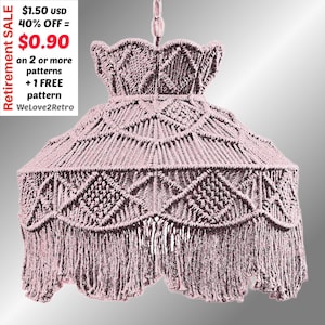 Macrame Lamp Shade Pattern - Easy Boho Vintage Hanging Light Cover Beginner  PDF