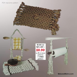 RETIREMENT-SALE***  Macrame Pattern PDF – Easy Boho Towel Holder & Placemat, Kitchen Decor Beginner