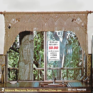 RETRAITE-SOLDES*** Motif de rideau en macramé bohème - tuto vintage cantonnière facile, décoration de fenêtre PDF