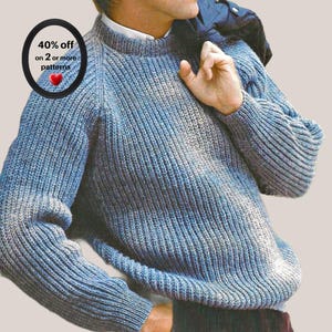 RETIREMENT-SALE*  Knit Sweater Pattern • Raglan Men’s Pullover • Jumper • Vintage Classic Knitting PDF