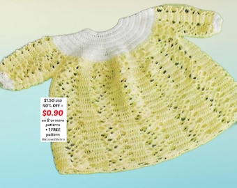 Crochet Baby Dress Pattern PDF – Easy Vintage Lacy Handmade Infant Outfit Tutorial PDF Design