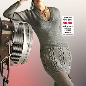RETIREMENT-SALE*** Knit Mini Dress Pattern, Easy Sweater-Dress Knitting Fashion Sweater Knitting Tunic Tutorial PDF