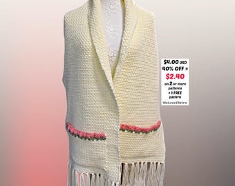 RETIREMENT-SALE***  Pocket Shawl Crochet Pattern PDF – Easy Boho Wrap with Fringe, Cozy Tutorial