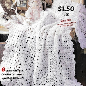 841- SALE 6 Baby Blankets Crochet Pattern, crochet baby blanket, crochet baby afghan, crochet blanket, crochet for babies, vintage patterns.
