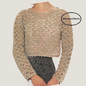 RETIREMENT-SALE*  Lace Crochet Blouse Pattern • Vintage Openwork Summer Top • Easy Boho Pullover PDF