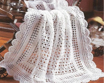 Crochet Baby Blanket Pattern - 8 PDF Easy Lacy Afghans Shower Gift Throw Newborn Blanket