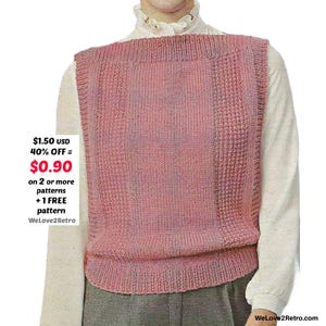 廃盤セール*** ニットベスト型紙 PDF – ヴィンテージ風スリップオーバー ノースリーブプルオーバー レディース 重ね着トップス