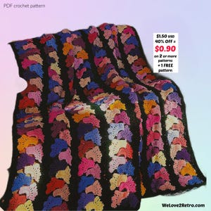 RETRAITE-SOLDES*** Motif afghan facile au crochet - Couverture de fil de ferraille, Boho Lapghan vintage, couverture de tour