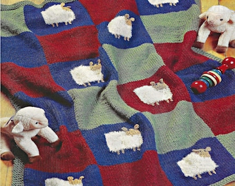 Modello per copertina da neonato a forma di pecora - Copertina per neonato lavorata a maglia - Coperta afghana a tema animale - Design vintage in PDF per la lavorazione a maglia