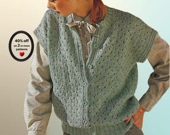 RETIRING-SOON*  Vest Knitting Pattern PDF • Sleeveless Waistcoat • Cozy Women Knit Top