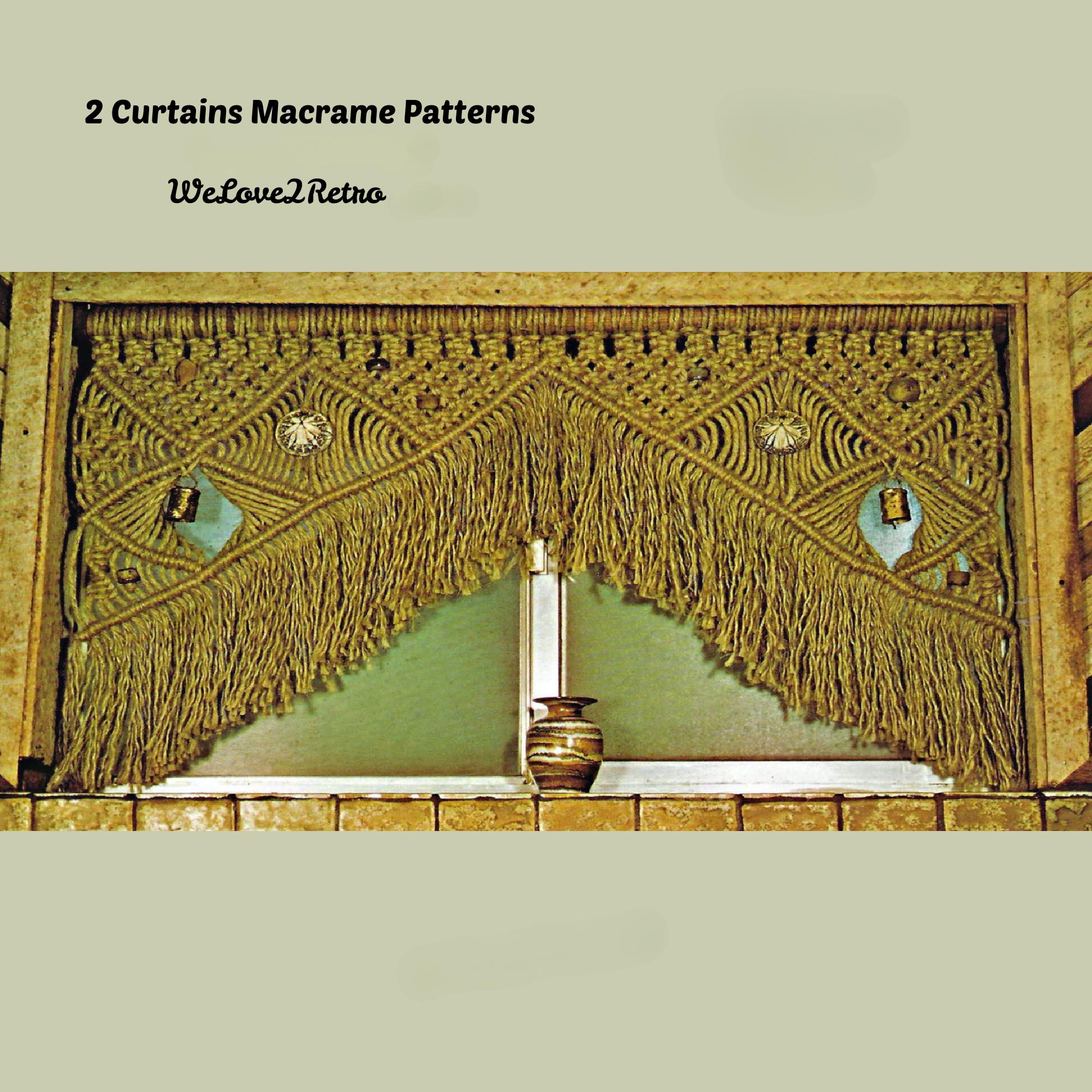 Window Macrame Patterns Boho Macrame Curtain Pattern - Vintage Valance Window Decor Hanging PDF ...