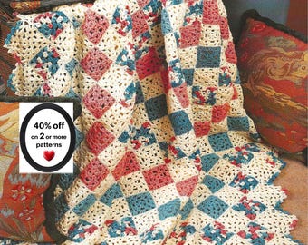RETIREMENT-SALE*  Vintage Granny Square Crochet Blanket Pattern • Cozy Afghan - Easy Scrap Yarn Throw (PDF)