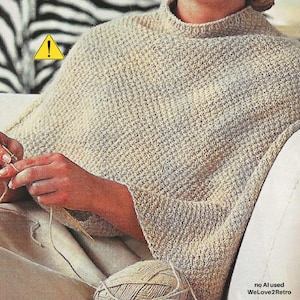 RETIREMENT-SALE* Boho Knit Poncho Pattern • Short Wrap • Cozy Cape • Lightweight Women PDF