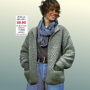 Jacket Knitting Pattern PDF – Vintage Cardigan • Chunky Hand Knit Coatigan