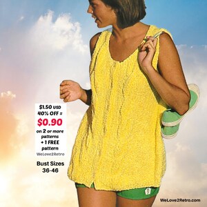 Molde para blusa de verão em tricô, estilo boho, pulôver feminino de algodão leve com design retrô em PDF.