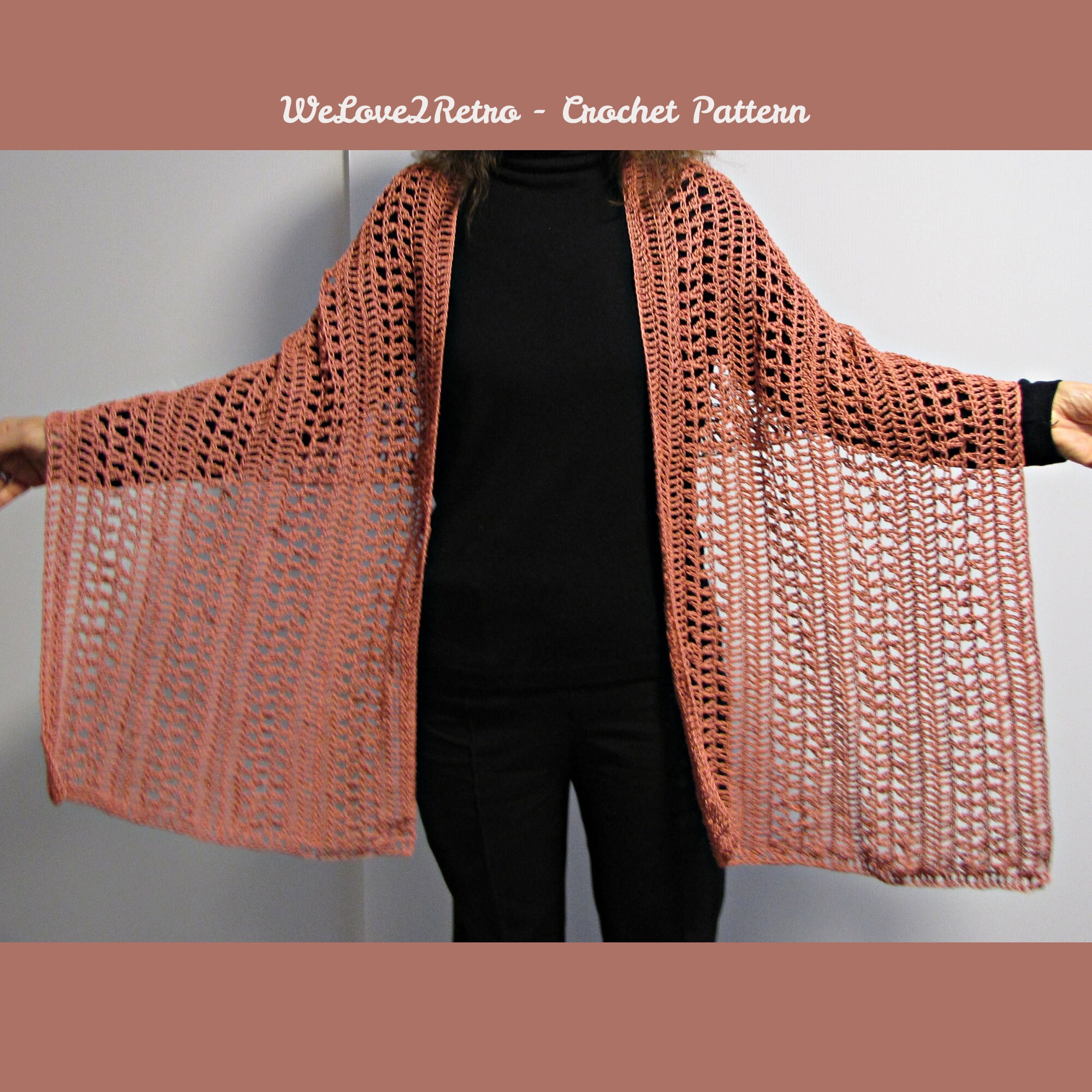 Lacy Crochet Shawl - Easy Boho Vintage Lightweight Wrap Scarf Pattern ...