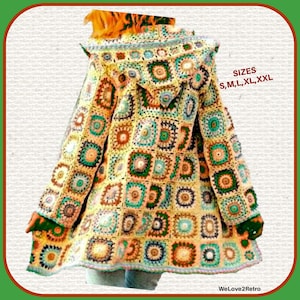 Crochet Hooded Coat Pattern - Jacket Vintage Hoodie Cardigan Women Crochet PDF