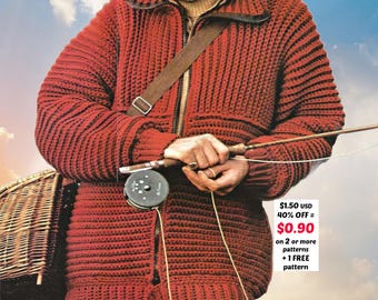 Men's Crochet Jacket Pattern PDF – Zip-up Cardigan, Cozy Fall