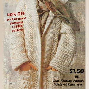 Aran Coat Knitting Pattern PDF – Chunky Cable Knit Coatigan & Wool Jacket for Women – Vintage Style – Beginner-Friendly Download - 239