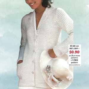 RETRAITE-SOLDES*** Patron de veste au crochet facile en PDF – Tutoriel sur le cardigan d'été vintage Cosy
