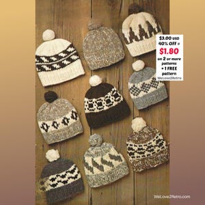 RETIREMENT-SALE***  Winter Hat Knitting Pattern, Knit Chunky Wool Tuque, Vintage Retro Knit Beanie