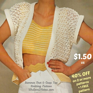 Vintage Knit Vest & Halter Top Pattern: Woman&#39;s Summer Set (PDF Pattern)